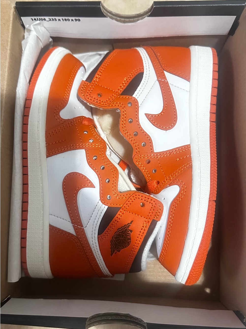 Kids Air Jordan 1 High Orange/White Sneakers Size 12c